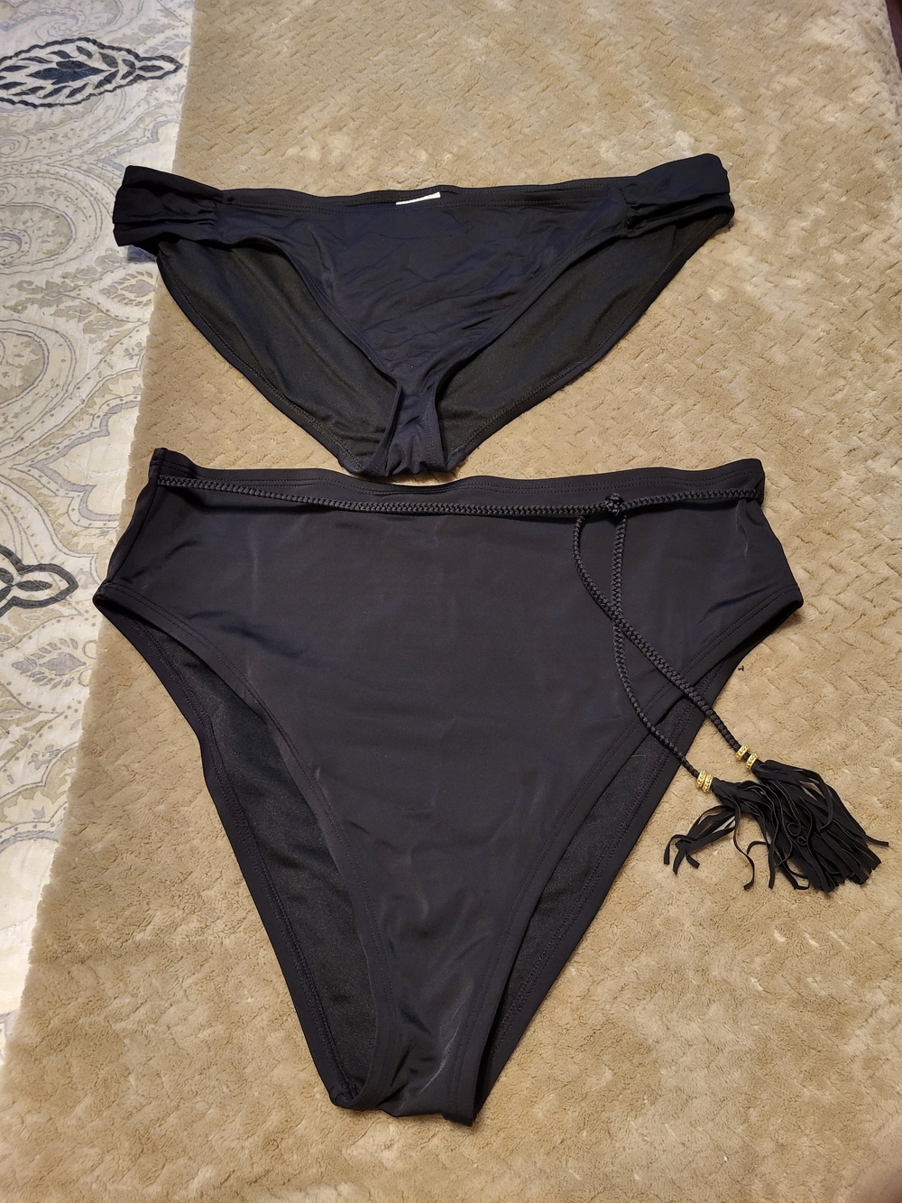 Black Two-Piece Bikini Set with Tassel Tie